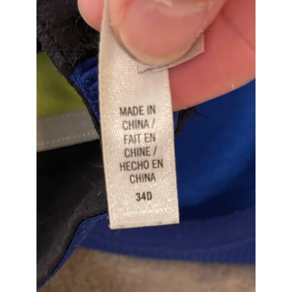 Victoria's Secret Sports Bra Blue Lime Racer Back Women's Size 34D Strappy - Picture 5 of 6